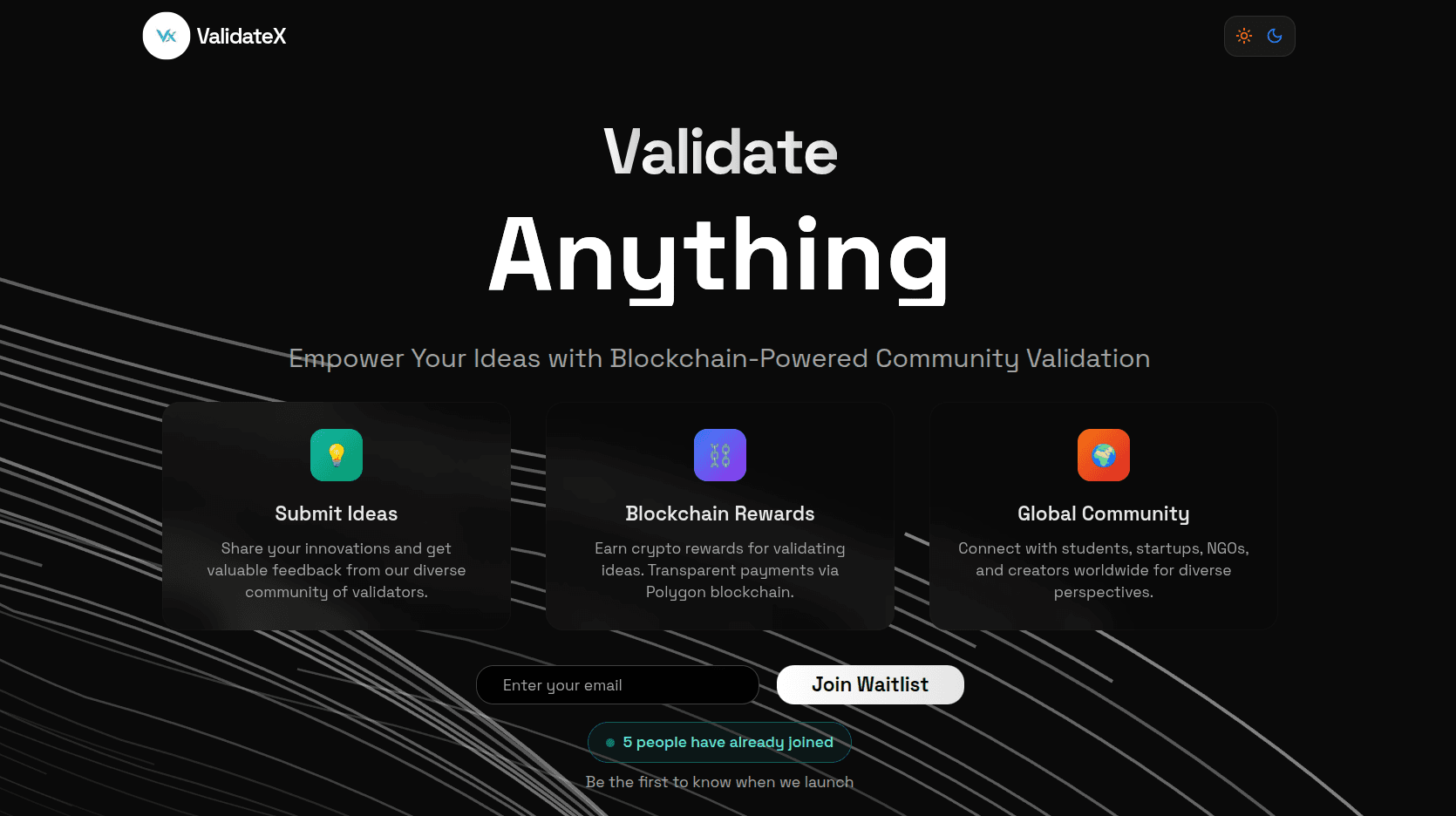ValidateX - Idea validation with on-chain rewards screenshot